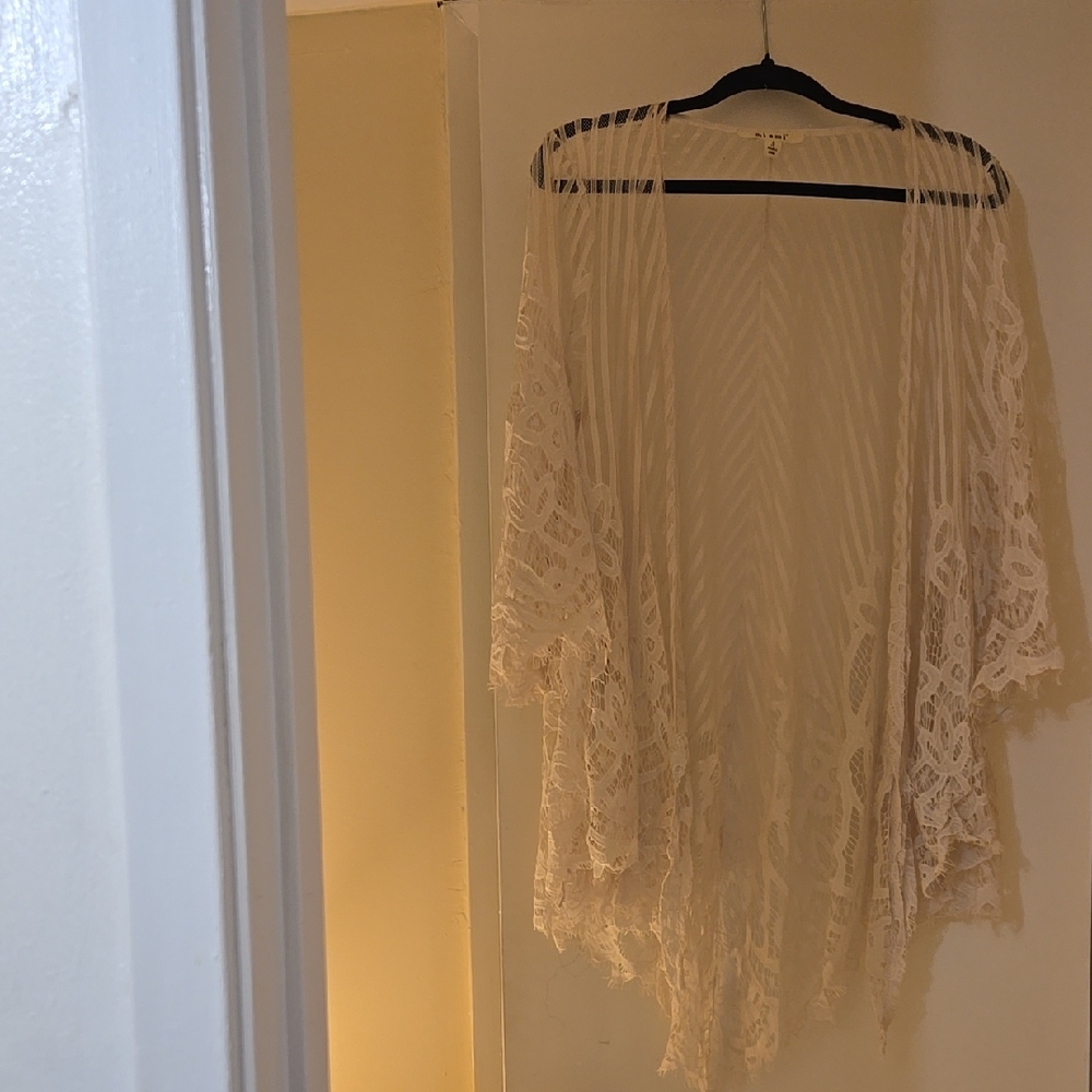 Cream Lace Kimono Cardigan